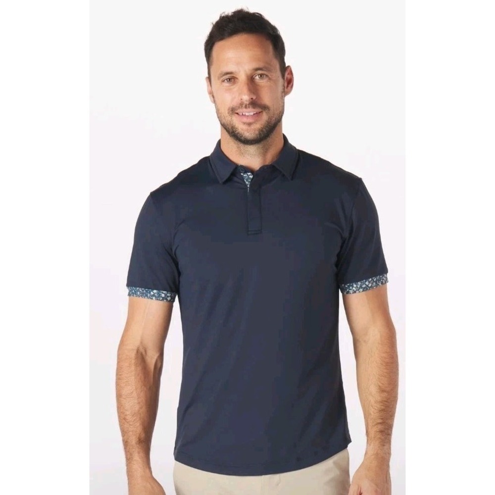 NWT Mantra Men Catalyst Flora Contrast Polo Golf Point Collar Athletic Shirt XL